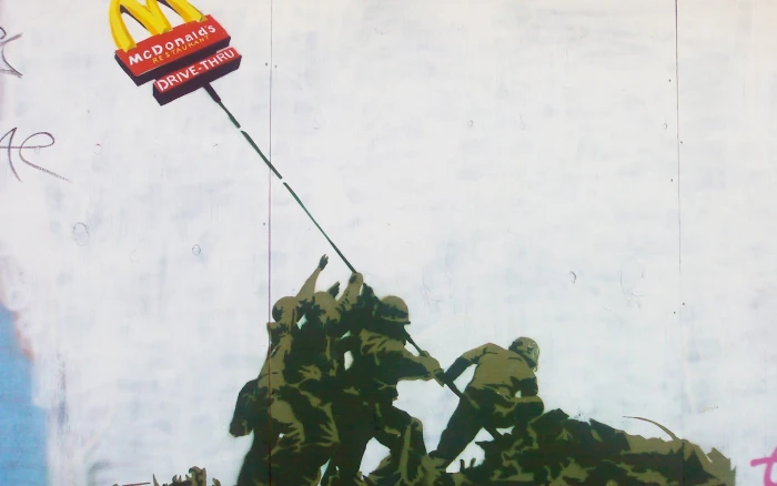 McDonalds Drive Thru signage Banksy graffiti artwork McDonald s 2k