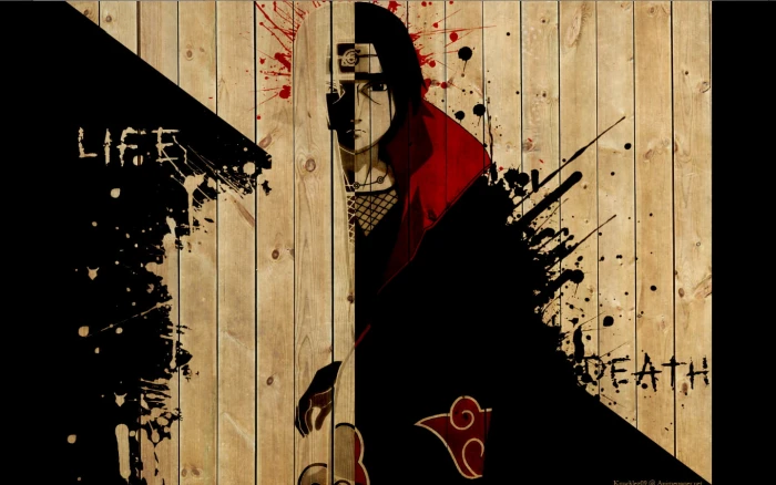 Uchiha Itachi illustration Naruto Shippuuden anime paint splatter