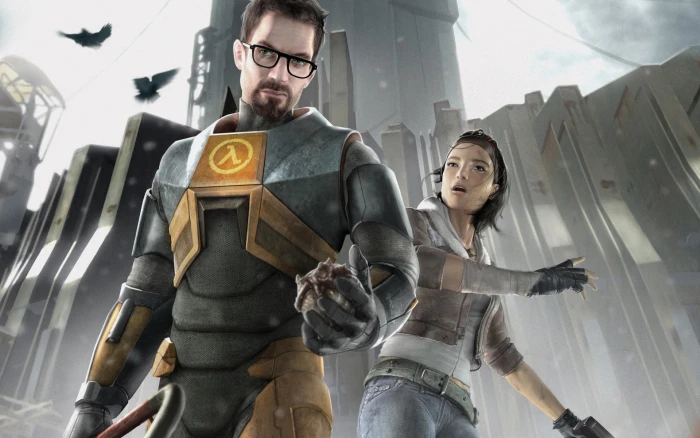 game character wallpaper half life 2 gordon freeman alyx vance 2k