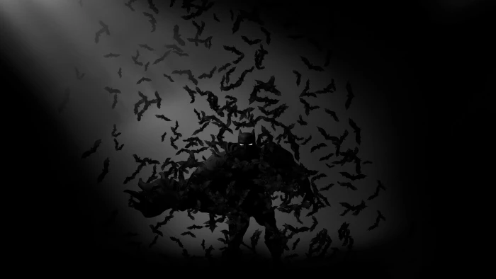 Batman digital wallpaper bats monochrome superhero comics 2k