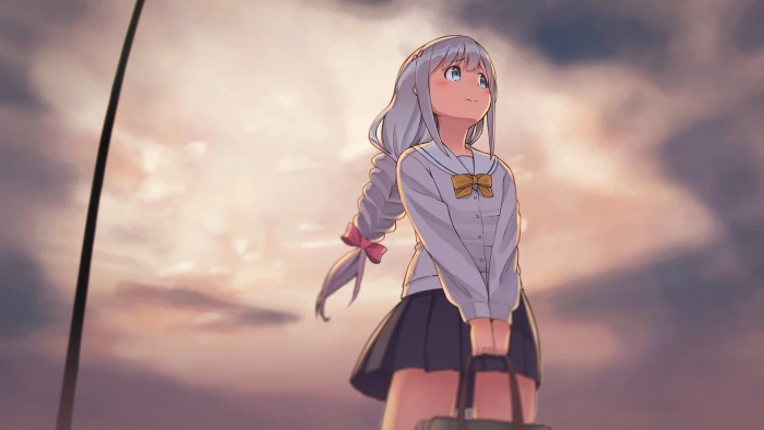 Eromanga sensei anime girls Izumi Sagiri sky cloud 2k