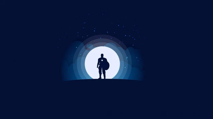 moon minimalism clouds stars Marvel Captain America blue background 2k