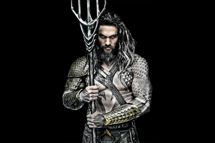 Aquaman Jason Momoa comics superhero men black background 2k