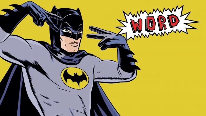Batman Adam West superhero yellow communication people 2k