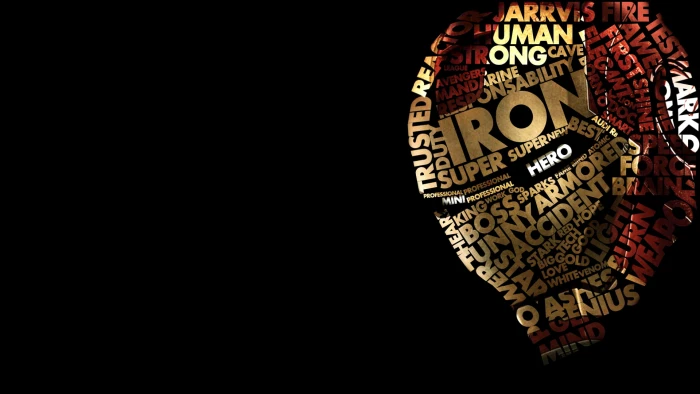 Iron man mask typography Marvel Comics superhero backgrounds 2k