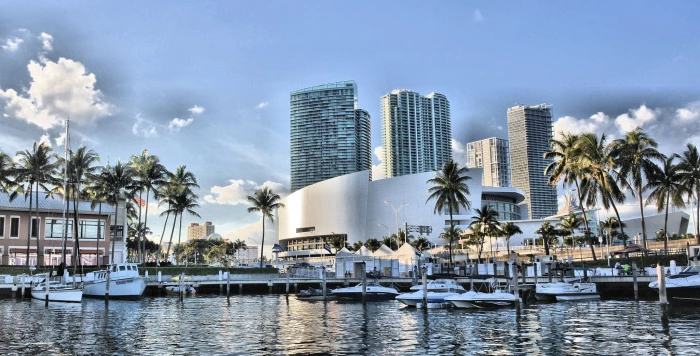 beach bridge cities florida marina miami monuments night 2k