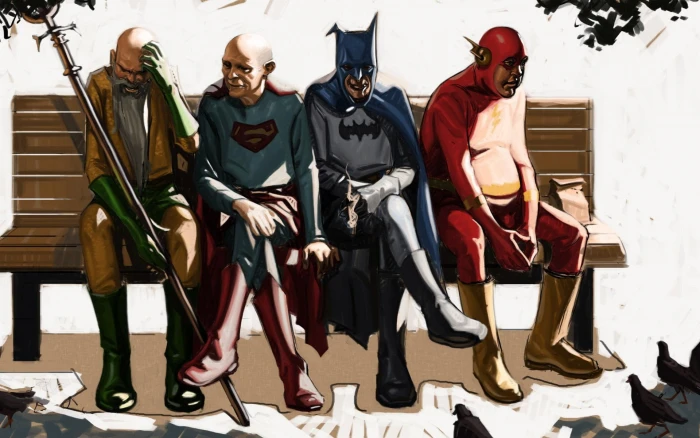 Old superheroes old justice league illustration funny 2k