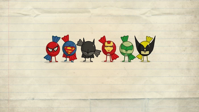 Spider Man Iron cartoon superhero Superman Batman 2k