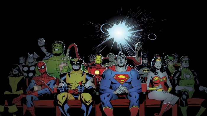 superheroes digital wallpaper cinema popcorn Marvel Comics 2k