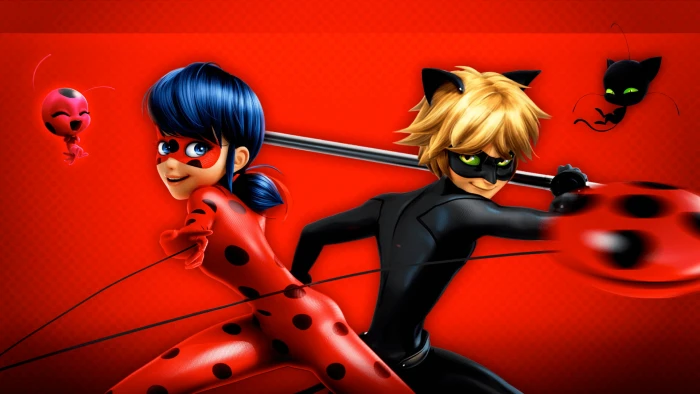 woman wearing ladybug costume and men black cat wallpaper 2k