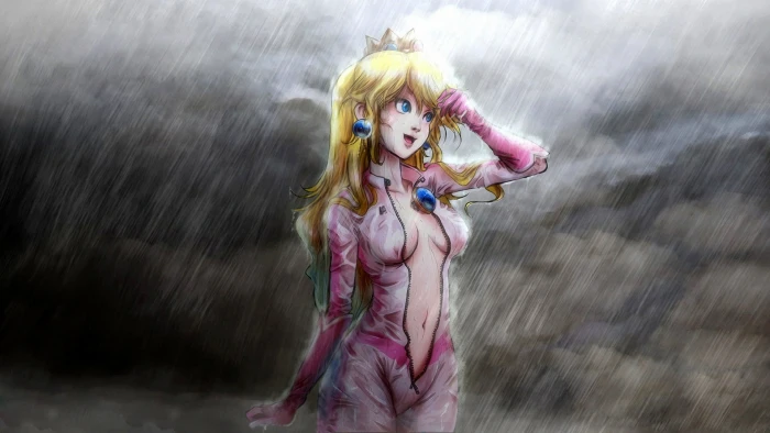 woman wearing pink suit illustration yellow haired female anime character 2k