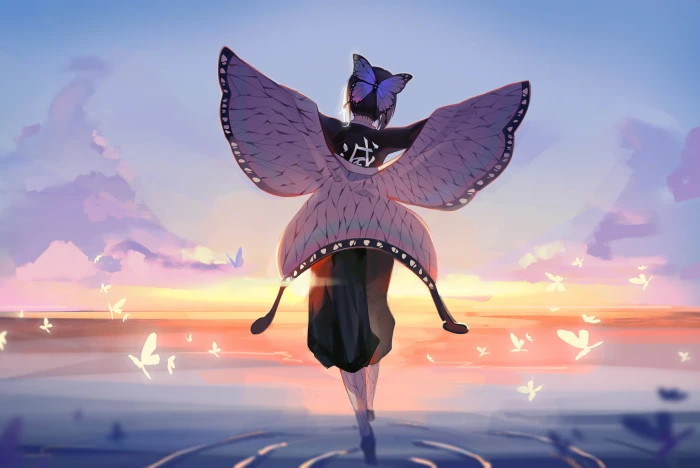 Anime Demon Slayer Kimetsu no Yaiba Butterfly Girl Shinobu Kochou 2k 4k 5k