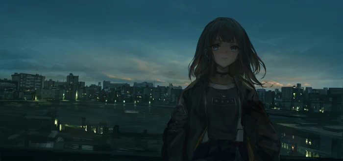 original characters anime girls cityscape THE built structure 2k 4k 5k