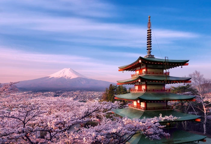 classic Chinese building trees flowers house mountain spring 2k
