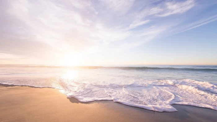 coast sand sandy beach sunrise water sunlight cloud wind wave 2k 4k