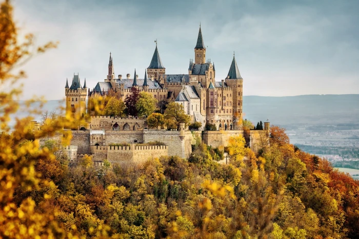 architecture building Burg Hohenzollern castle clouds Fall 2k