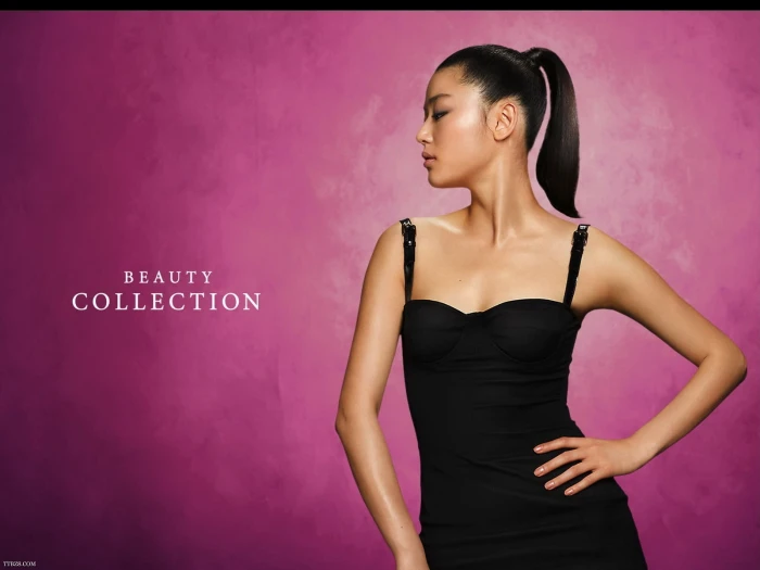 Jeon Ji Hyun Korean Actress HD women s black spaghetti strap bodycon dress 2k