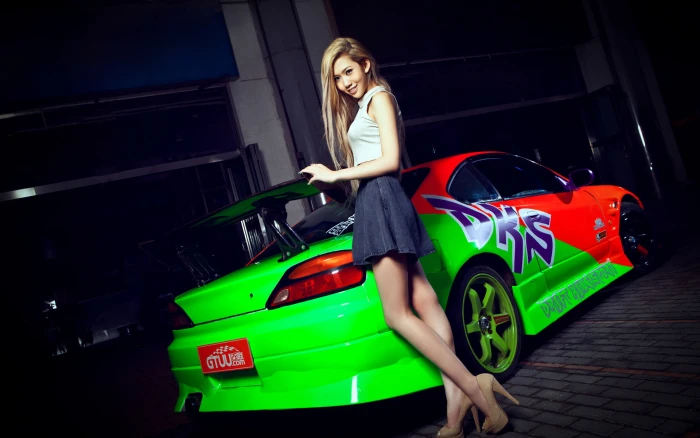 women s white tank top and black skirt machine auto girl model 2k