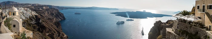 body of water house town cliff sea boat Europe panorama 2k 4k 5k