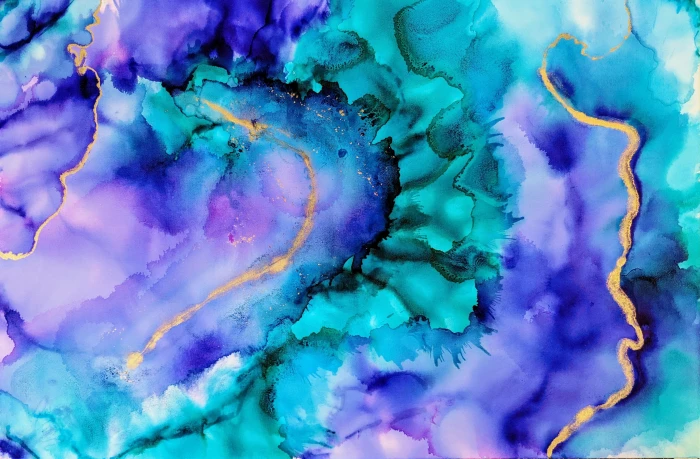 Green and Purple Illustration abstract painting acrylic paint 2k 4k