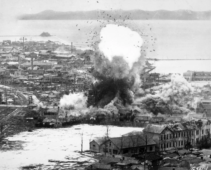 B 26 Invaders bomb logistics depots in Wonsan North Korea Korean War 2k