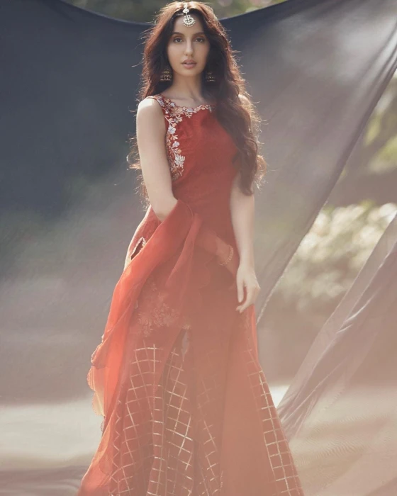 Beautiful red dress nora fatehi actress dancer
