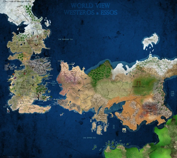 Game of Thrones A Song Ice and Fire map world physical geography 2k