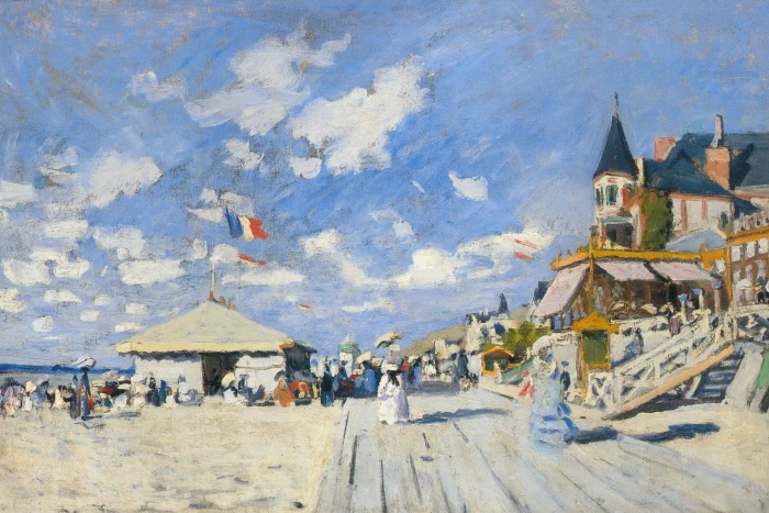 landscape picture Claude Monet Boardwalk Nastin on the Beach in Trouville 2k