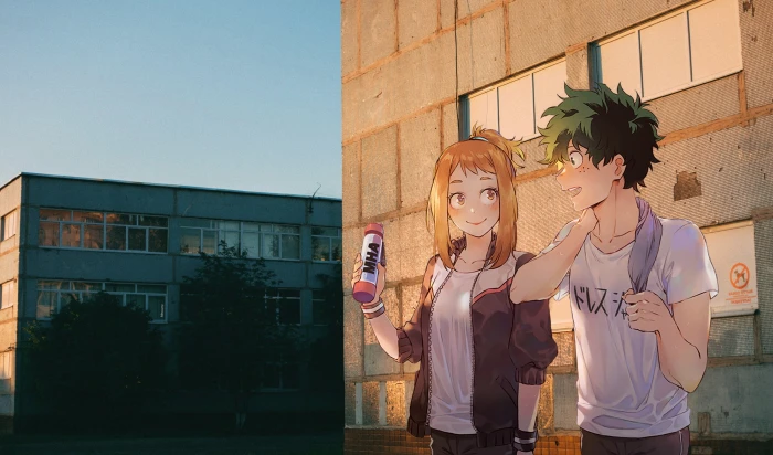anime irl Boku no Hero Academia Uraraka Ochako Midoriya Izuku 2k