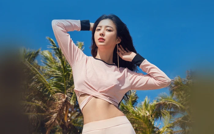 asian kpop girl summer tree beach young adult one person 2k 4k