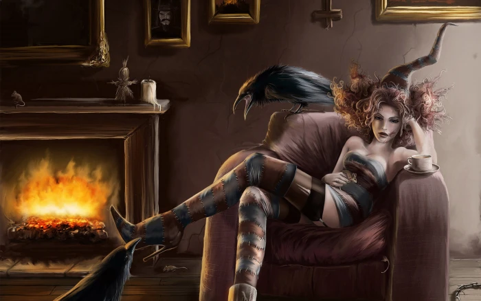 Beautiful witches lonely women art fantasy Wallpapers HD Images for Desktop and Mobile 2k 4k