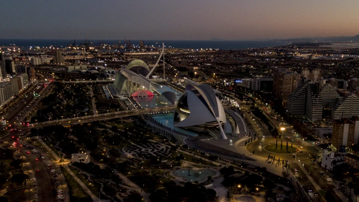 valencia spain aereal view oceanographic beach city building exterior 2k