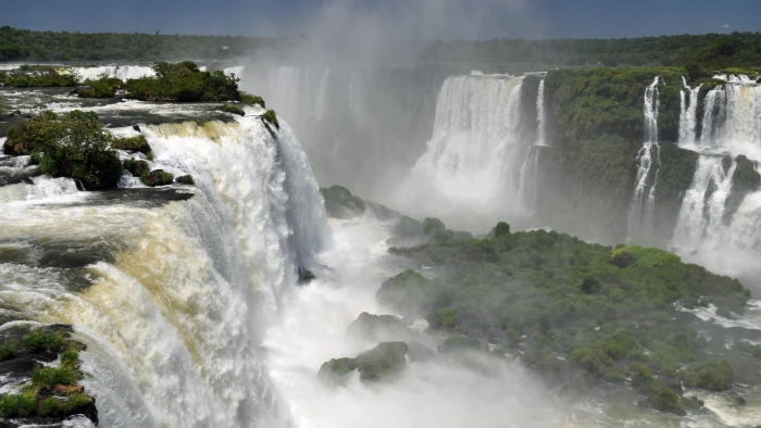 white waterfalls nature landscape river Iguazu Falls scenics 2k 4k