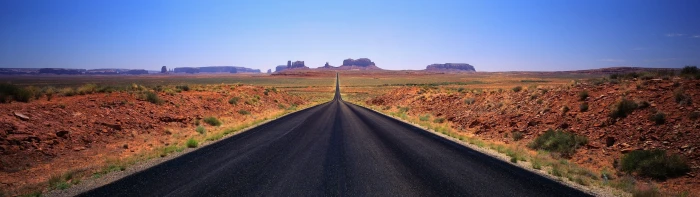 black asphalt road nature landscape multiple display desert 2k 4k