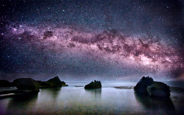 Milky Way viewed in Australia purple aurora borealis nature 2k