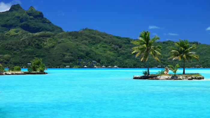 nature sea tropics caribbean island islet water ocean 2k 4k