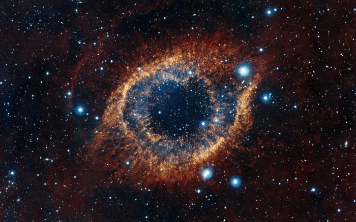 orange and blue cosmic cloud space galaxy universe digital art 2k