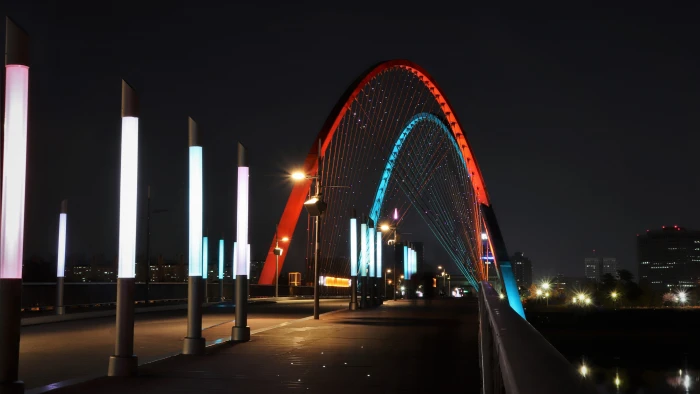 photo of suspension bridge during nighttime expo war daejeon 2k 4k 5k