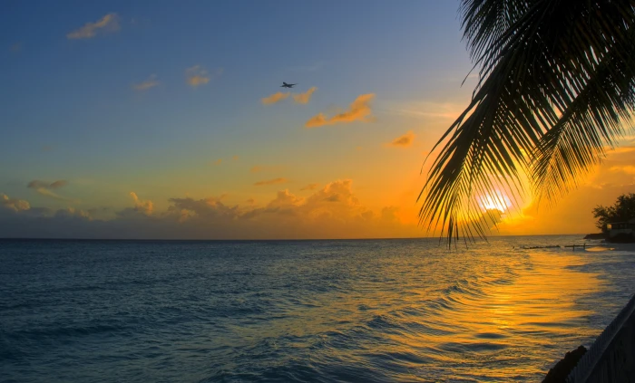 photograph of sunrise barbados sunset plane 2k 4k