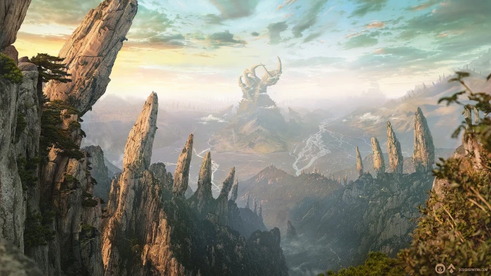 rock formation wallpaper fantasy art artwork landscape nature 2k