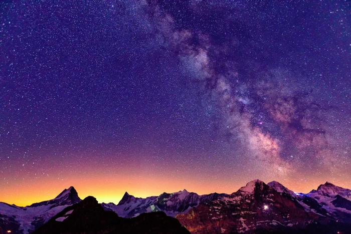 alps mountains nature sky stars sunrises sunsets switzerland 2k