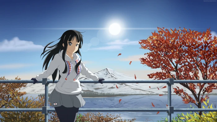 beauty anime Mio Akiyama girl one person sky nature 2k 4k