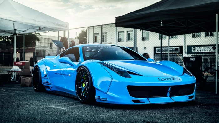 blue car ferrari vehicle sports supercar automotive design 2k 4k