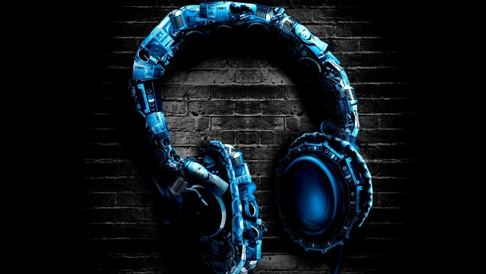 Blue Headphones stereo 4 k HD 2k 4k