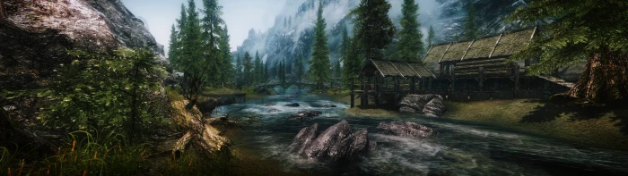 brown nipa hunt in front of body water painting The Elder Scrolls V Skyrim 2k 4k