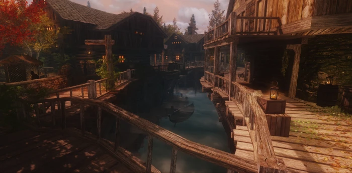 brown wooden dock The Elder Scrolls V Skyrim Riften fantasy city 2k 4k
