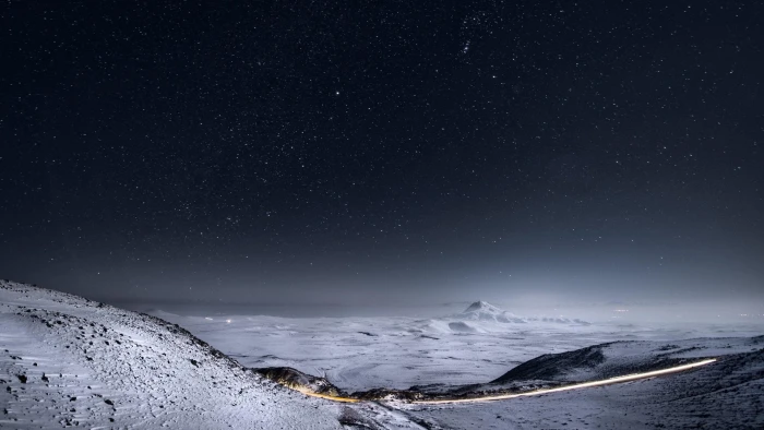 clear night sky starry stars snow landscape amazing 2k 4k