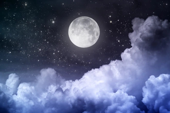 full moon the sky stars clouds landscape night The 2k 4k 5k