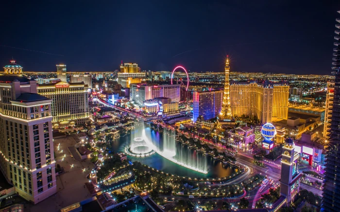 Las Vegas City In Nevada North America Night Landscape View Air Hd Wallpape 2k