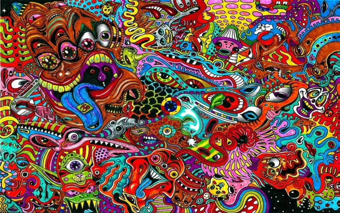 multicolored abstract painting drawing surreal colorful psychedelic 2k